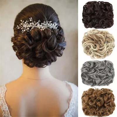 Short Thick Curly Chignon Messy Bun Updo Clip In Hair Piece Natural Extensions • £11.21