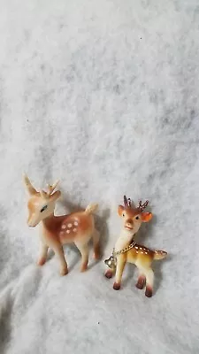 2 Vintage Soft Plastic Christmas Deer 4 & 3  Unbranded • $12