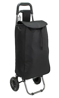 Large Capacity Strong Wheelie Shopping Trolley Folding Durable Wheeled Bag Black • £16.99