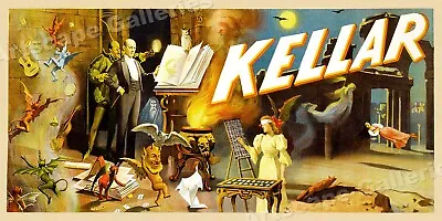  Kellar  - 1894 Vintage Style Victorian Magic Show Magicians Poster - 36x18 • $19.95