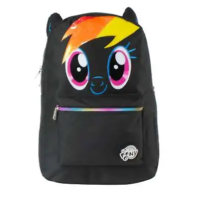 My Little Pony Rainbow Dash Ears Eyes Hair 18  Inch Black Backpack • $33.99