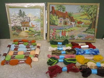 Joblot Two Vintage Tapestry Kits - Cottages • £7.50