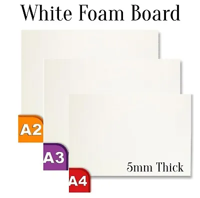 White Foam Board 5mm Thick Mounting Sign Display Board Paper Finish A2 A3 A4 • £7.99