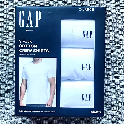 GAP Men's XL -3 Pack White Soft Cotton Crew Shirts W Logo Tag Free • $27