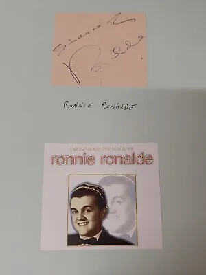 Ronnie Ronalde English Music Hall Singer Siffleur & Yodeller Signature On Card • £4.99