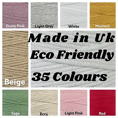 35 Colours 3mm Braided Cotton Cord  Macrame Hoody Laces MADE IN UK • £1.65