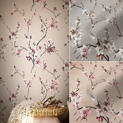 £19.99 • Buy AS Creation Oriental Floral Blossom Tree Branches Trail Wallpaper Textured Vinyl
