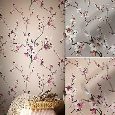 £19.99 • Buy AS Creation Oriental Floral Blossom Tree Branches Trail Wallpaper Textured Vinyl