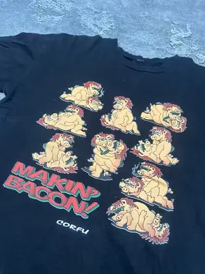 Vintage Humor Sex Kamasutra Makin Bacon T Shirt Tee Y2K 90s Size S • $41