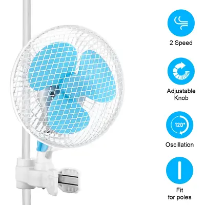 2 Speed Clip Fan Vertical 6 Inch Oscillating Fan Fit Hydroponics Grow Tent Pole • $36.95