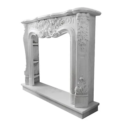 Fireplace Decorated Louis XVI IN Marble Carrara Classic Fireplace Flame L.150 • $8191.45