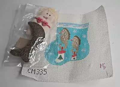 Handpainted Needlepoint Canvas Christmas Sock Mermaid Kathy Schenkel CM335 • $49.99