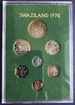Swaziland 1974 Proof 7 Coin Collection Set: 1 Cent - 1 Lilangeni ~ Royal Mint  • $11.35