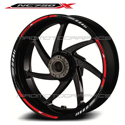 NC750X Motorcycle Wheel Decals Rim Stickers Stripes For Honda NC 750X Red Gray • £27.48