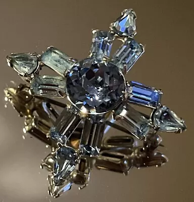 Beautiful Blue Baguette Diamante And Rhinestone MALTESE Cross Brooch • $10