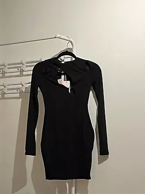 Oh Polly Black Dress Open Front Size 6 Sexy Date • £10