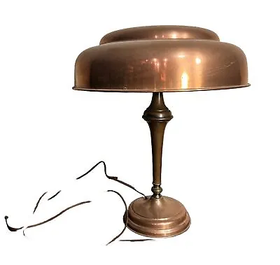Copper Dome Table Lamp Mid Century Modern Industrial Old Antique Heavy Large • $2500