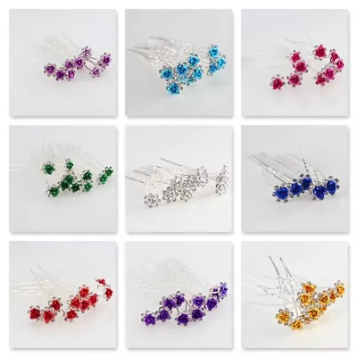 £2.99 • Buy 10PCS X 8MM FLOWER DESIGN CRYSTAL RHINESTONE HAIR PINS BRIDAL WEDDING PROM PARTY