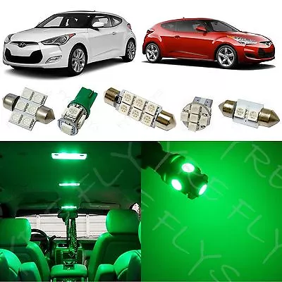 8x Green LED Lights Interior Package Kit For 2012-2017 Hyundai Veloster YV1G • $12.79