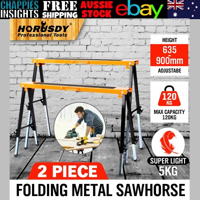 2Pc Mastercraft Sawhorse Metal Folding Non-slip Surface Saw Horse 120KG Capacity • $124