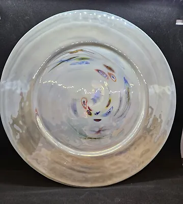 Yalos Casa Murano Stamped Millefiori Opalescent Plate/Platter Iridescent Italy • $80