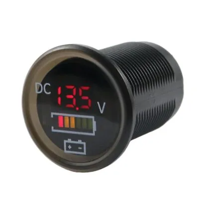 DC 12V/24V Car Boat Voltmeter Battery Monitor IP67 Waterproof LED Voltage Gauge • £12.04