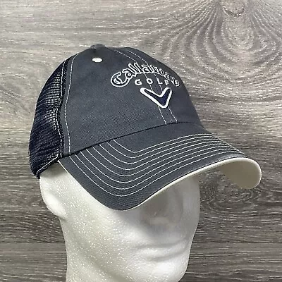 Callaway Golf Strapback Hat Cap Adjustable Mesh Back Navy Blue Logo Spell Out • $8.99