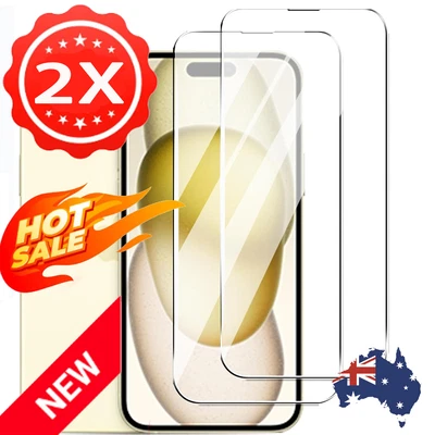 $7.85 • Buy 2x Tempered Glass Screen Protector For IPhone 15 14 13 12 11 Pro Max Plus XS XR