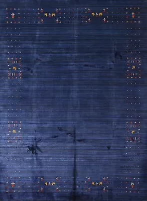 $366 • Buy Bamboo Silk Royal Blue Gabbeh Living Room Rug 8'x10' Handmade Oriental Carpet