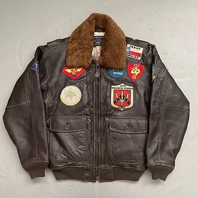 Vintage Avirex G-1 Soft Leather Military Flight Bomber Top Gun Jacket Patches M • $329.99