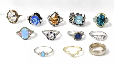 WHOLESALE Lot Of 12 Sterling Silver Rings Vintage & UP 47G SZ 5-9.5 NO RESERVE • $59.99