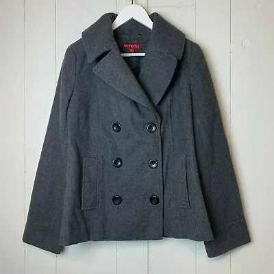 Merona Womens Medium M Wool Blend Peacoat Winter Coat Gray Target Career Lined • $34.95