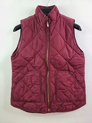 J.Crew Mercantile Women's Maroon Full-Zip Quilted Puffer Vest Size S NEW • $24.95