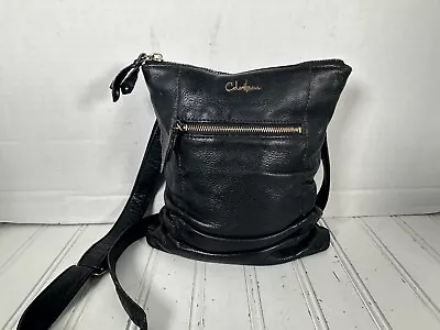 Cole Haan BLACK Leather CROSSBODY Handbag Purse Bag Scrunch Slouch • $30
