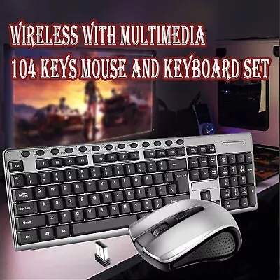  Multimedia 2.4G 104 Keys Wireless Keyboard & Cordless Mouse Combo For MAC PC • $19.99