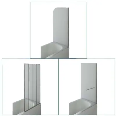 Shower Screen Over Bath Door Glass P Shape Round Towel Rail Pivot Fold Panel • £68.99