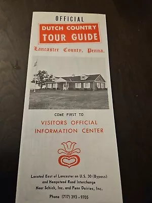 1967 Dutch Country Tour Guide Lancaster PA Vintage Travel Brochure Tourist Map • $5