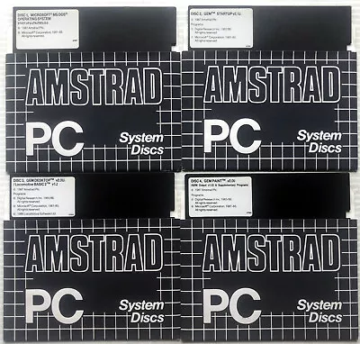 4 X 5.25  1987 Original Amstrad PC System Discs MS-DOS GEM PAINT DESKTOP • $64.95