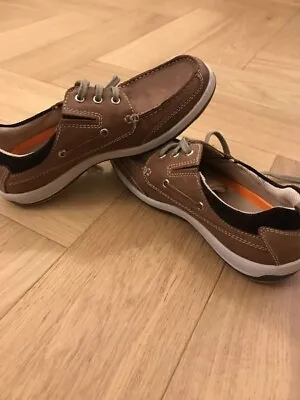 M&S Marks Spencer Men Boat Deck Sailing Leather Lace Up Shoes Brown UK 6 • £13.95