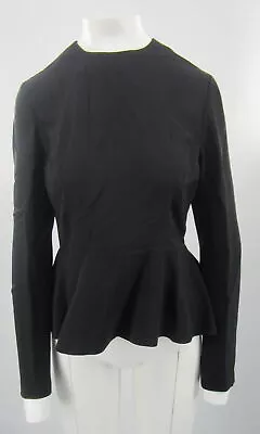 Miu Miu Black Peplum Hem Long Sleeve Top Sz 44 • $68