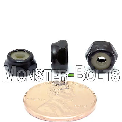 #6-32 NM - Qty 10 - Nylon Insert Hex Lock / Stop Nuts SAE - Steel W Black Oxide • $5.03