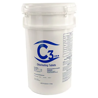 C3... 3  Stabilized Trichloro Chlorine Tablets For Swimming Pools (Choose Size) • $204.92