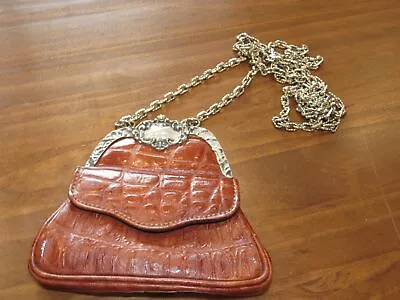 Vtg Glen Miller For Ann Turk Brown Croc Embossed Crossbody Purse W/Chain Strap • $9.99