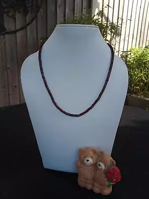 £7.50 • Buy Only 1 Left - GARNET ROUND BARREL SHAPE BEADED GEMSTONE  NECKLACE