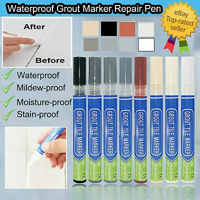 *grout Pen* Revives & Restores Bathroom Tile Grout Anti-mould White Black Uk • £0.99