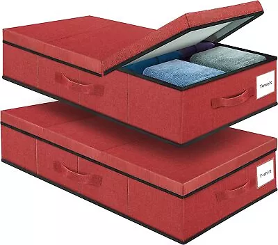 £24.58 • Buy Storage Containers Bin With Lids (2 Pack) Underbed Foldable Red