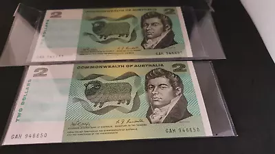 Rare Pair 1968 AUSTRALIA 2 DOLLARS BANKNOTES   UNCIRCULATED CONSECUTIVE PAIR • $125.50