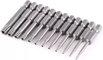 12pcs 1/4 Inch Hex Shank T5-T40 Torx Head Screw Driver Bit Set Security Tamper • $14.56