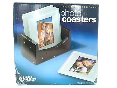 Photo Picture Coasters Cherished Accents Beveled Glass 2 X3  NIB 4X4 • $12.95
