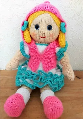 Knitting Pattern Riva Rag Doll Toy Knitted Hair Removable Clothes 48cm DK LH012 • £4